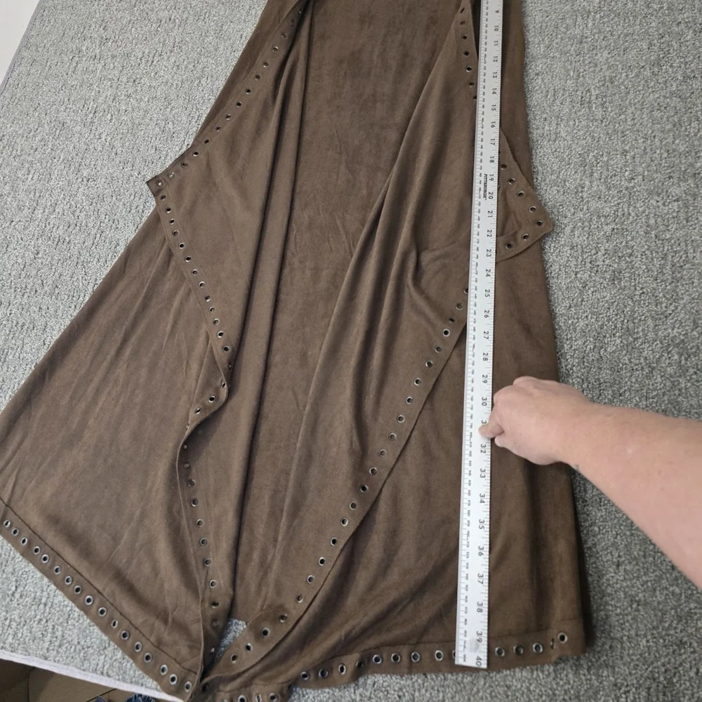 Vocal Microsuede Duster Vest‎ Sleeveless Cardigan Eyelet Boho Western Sz M